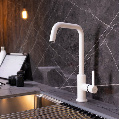 Abode Althia Single Lever Kitchen Sink Mixer Tap - Matt White