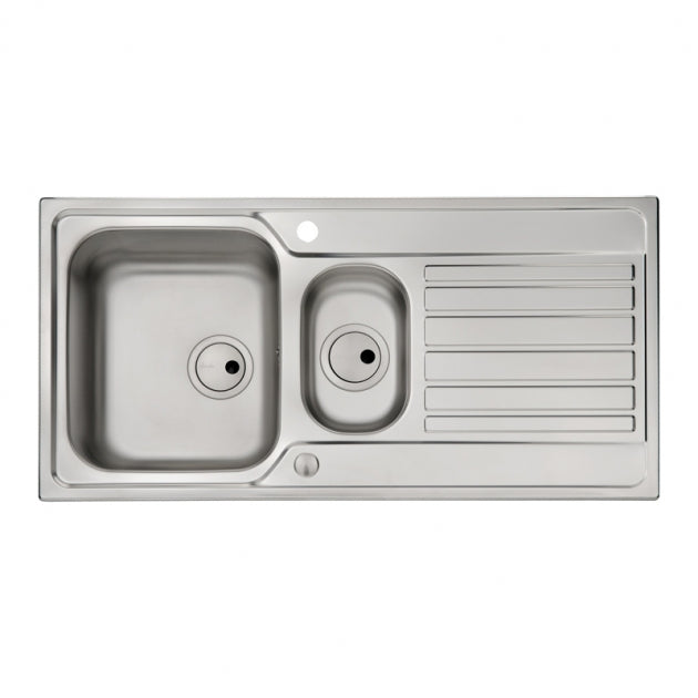 Abode Connekt 1.5 Bowl Inset Kitchen Sink with Astral Sink Tap 1000mm L x 500mm W - Stainless Steel