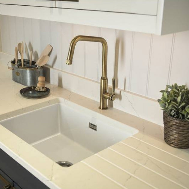 Abode Hex Single Lever Kitchen Sink Mixer Tap - Antique Brass