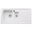 Abode Milford 1.5 Bowl Ceramic Kitchen Sink with Reversible Drainer 1000mm L x 500mm W - White