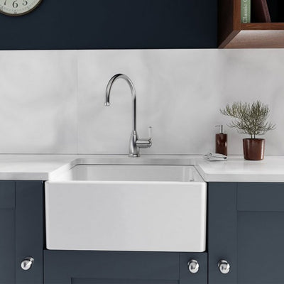 Abode New Belfast 1.0 Bowl Ceramic Kitchen Sink 595mm L x 455mm W - White