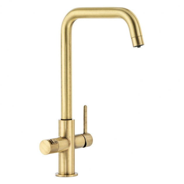 Abode Prothia 3 IN 1 Quad Spout Slimline Monobloc Kitchen Sink Mixer Tap - Brushed Brass