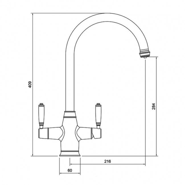 Abode ProTrad 4 IN 1 Monobloc Kitchen Sink Mixer Tap - Antique Brass