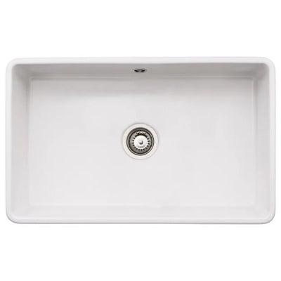 Abode Provincial Large 1.0 Bowl Ceramic Undermount Kitchen Sink 795mm L x 460mm W - White