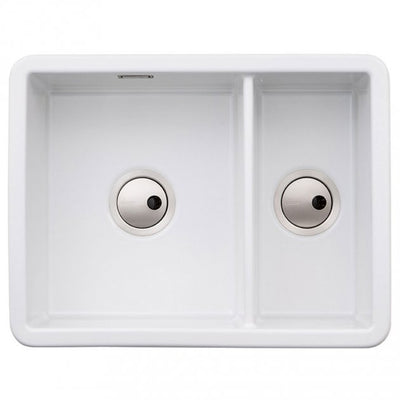 Abode Sandon 1.5 Bowl Ceramic Kitchen Sink 595mm L x 460mm W - White