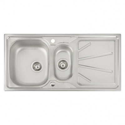 Abode Trydent 1.5 Bowl Inset Kitchen Sink with Specto Sink Tap 1000mm L x 500mm W - Stainless Steel