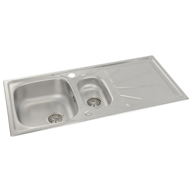 Abode Trydent 1.5 Bowl Inset Kitchen Sink with Astral Sink Tap 1000mm L x 500mm W - Stainless Steel