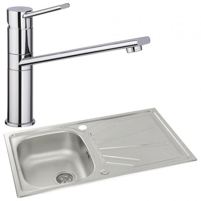 Abode Trydent 1.0 Bowl Inset Kitchen Sink with Specto Sink Tap 860mm L x 500mm W - Stainless Steel