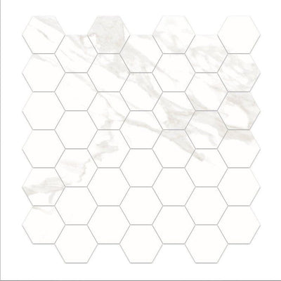 Agnes White Polished Porcelain Mosaic - 300x300mm N23