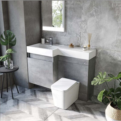 Alhambra 1200mm Vanity & WC Combination Unit in Concrete – Left Hand