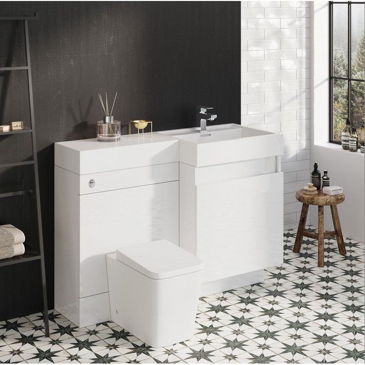 Alhambra 1200mm Vanity & WC Combination Unit in White Gloss – Right Hand