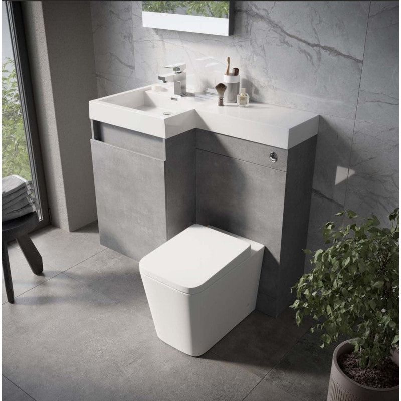 Alhambra 900mm Vanity & WC Combination Unit in Concrete – Left Hand