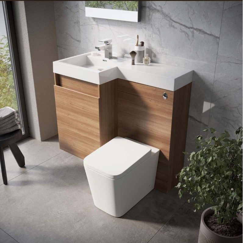 Alhambra 900mm Vanity & WC Combination Unit in Natural Oak – Left Hand