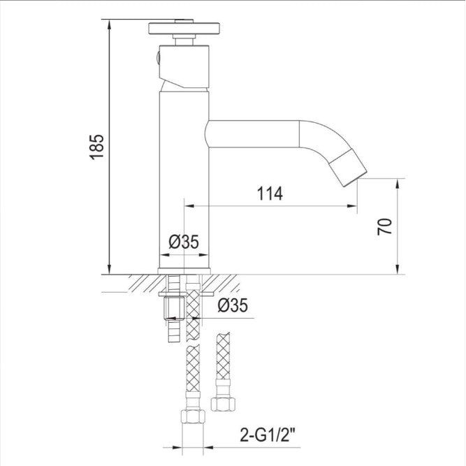 Alpha Brushed Nickel Basin Mixer Tap