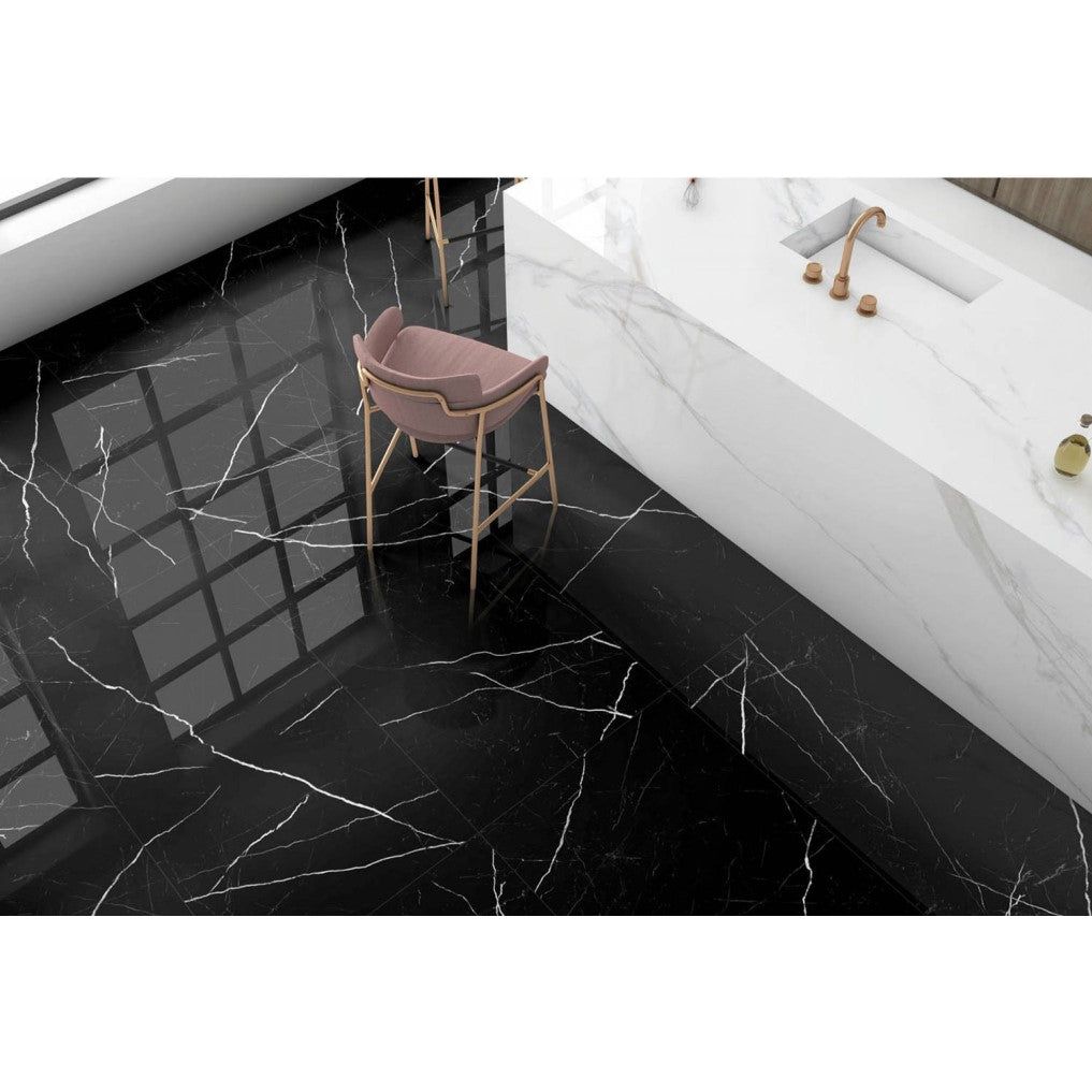 Annmarie Negro Polished Porcelain Tile - 600x1200mm N23