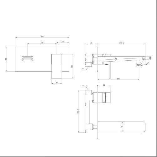 Liberty Gunmetal Wall Mounted Bath Mixer Tap