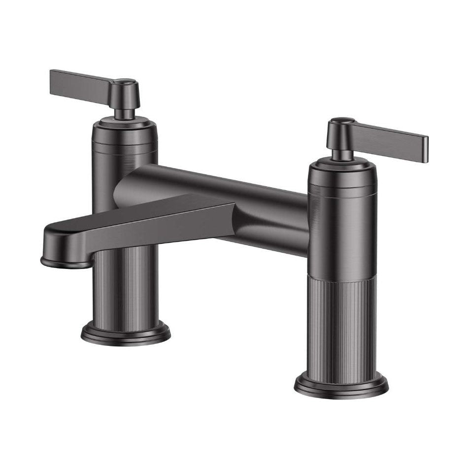 Abbey Brushed Gunmetal Ribbed Bath Filler Tap N23