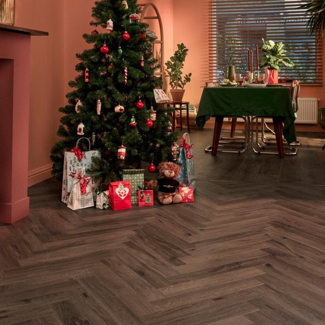 Berry Alloc Laminate Flooring - Chateau + Herringbone - Gyant Dark Brown - 8mm x 84mm x 504mm