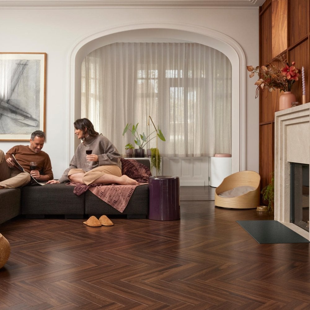 Berry Alloc Laminate Flooring - Chateau + Herringbone - Walnut Brown - 8mm x 84mm x 504mm