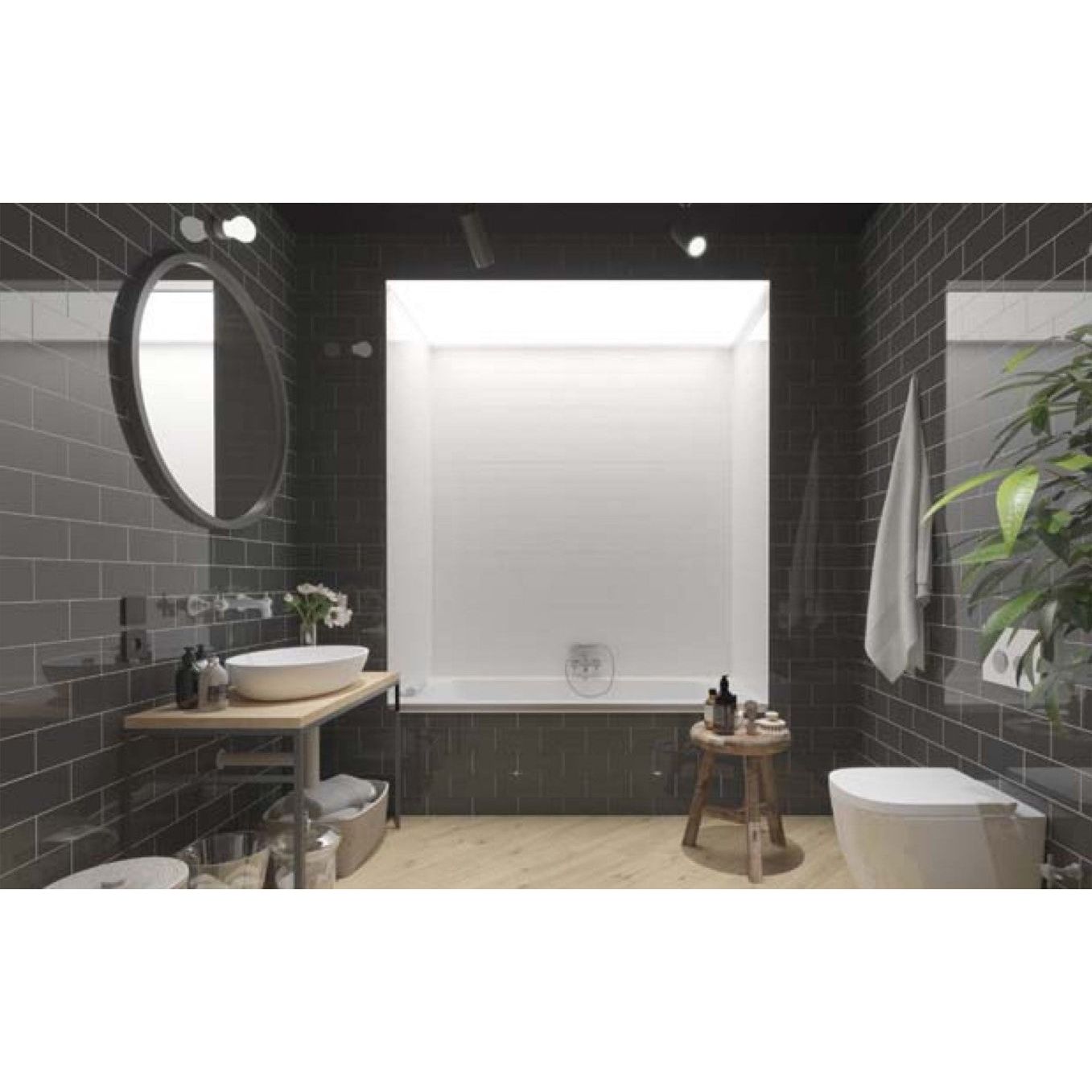 Cleveland Gloss Black Ceramic Tile - 100x300mm