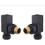 Square Black Angled Pair of Radiator Valves