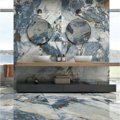 Celeste Blue Super Polished Porcelain Tile - 1200x600mm- N23