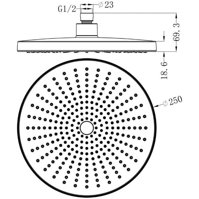 Chelsea 250mm Round Shower Head - Satin Bronze