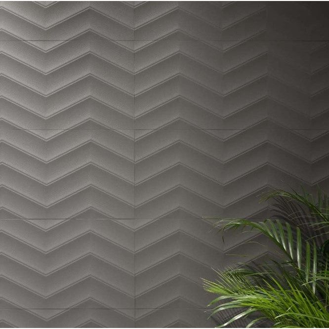 Climax Metal Chevron Matt Ceramic Tile - 1000x333mm