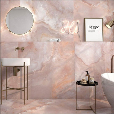 Rome Coral Super Polished Porcelain Tile - 600x1200mm