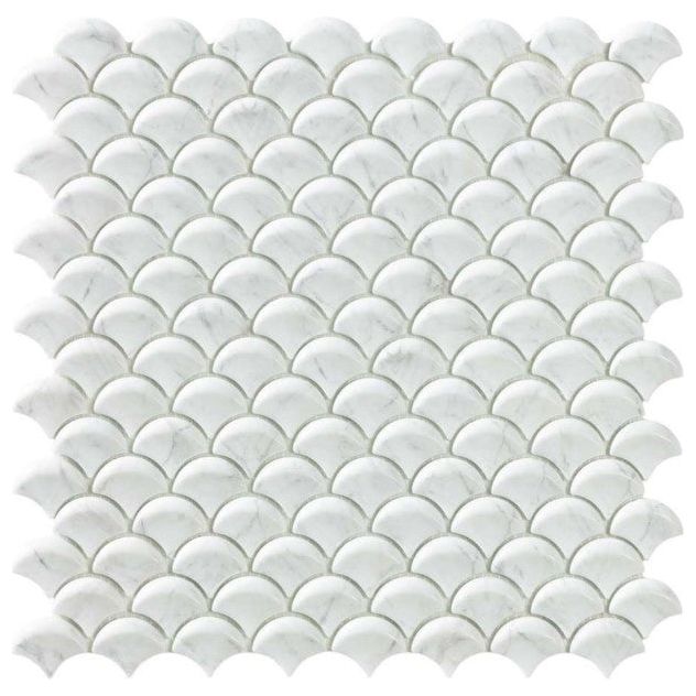 Courtney White Carrara Mosaic - 317x324mm