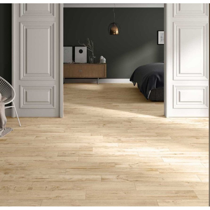 Cuba Beige Wood Effect Matt Porcelain Tile - 150x900mm