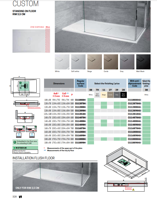 Novellini Custom Shower Tray 1200x800x35mm - Beige