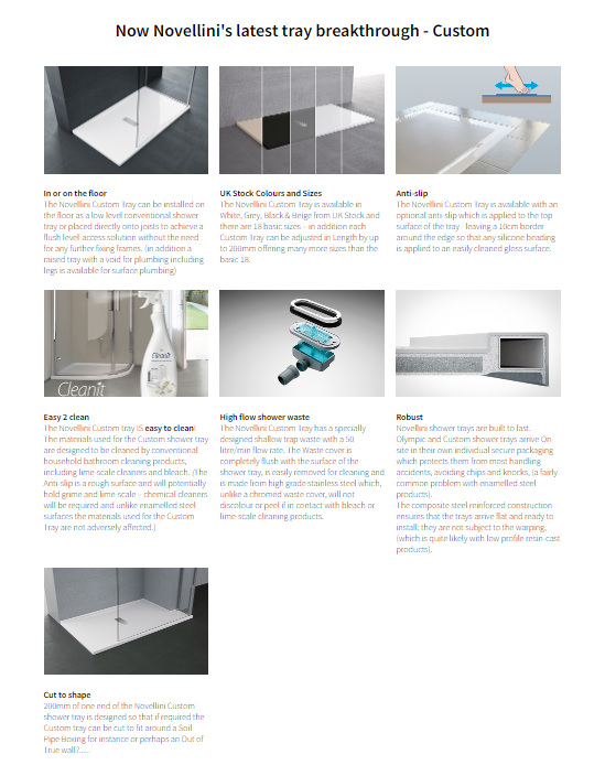 Novellini Custom Shower Tray 1200x700x120mm - Corda