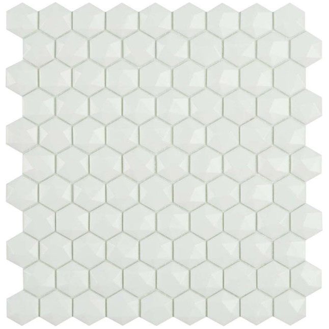 Darren Hexagon Matt White Mosaic - 307x317mm