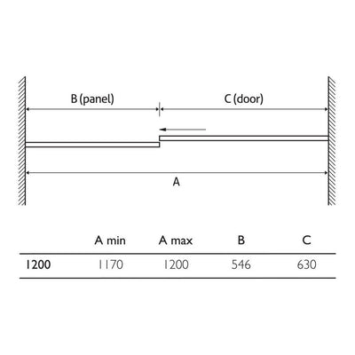 Della 1200mm Frameless Sliding Shower Door