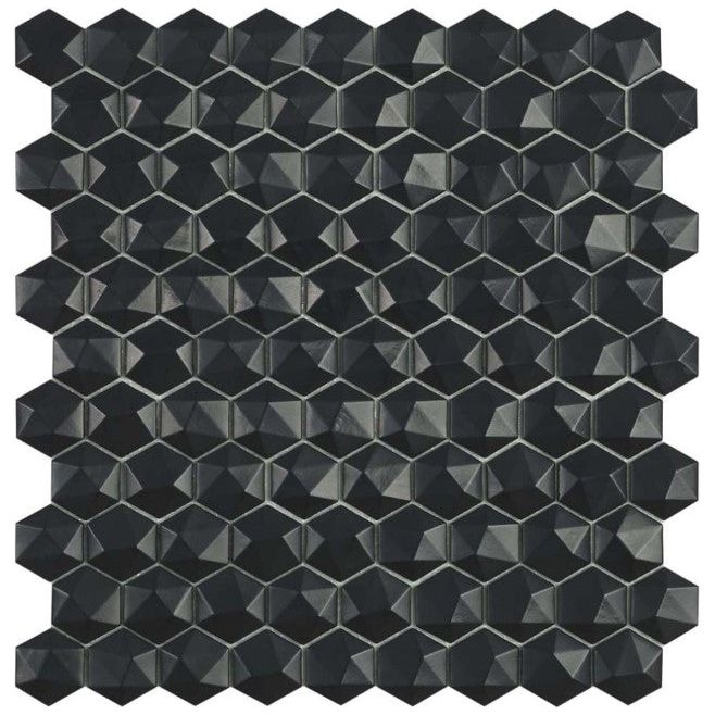 Darren Hexagon Matt Black Mosaic - 307x317mm