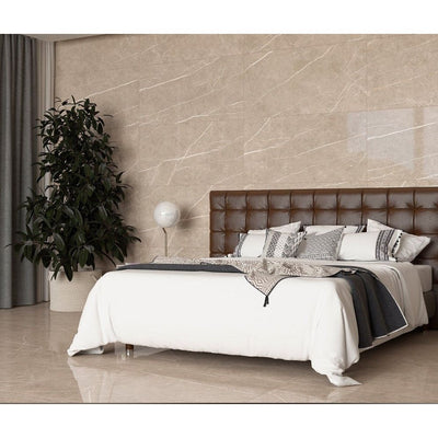 Edna Greige Polished Porcelain Tile - 1200x600mm N23