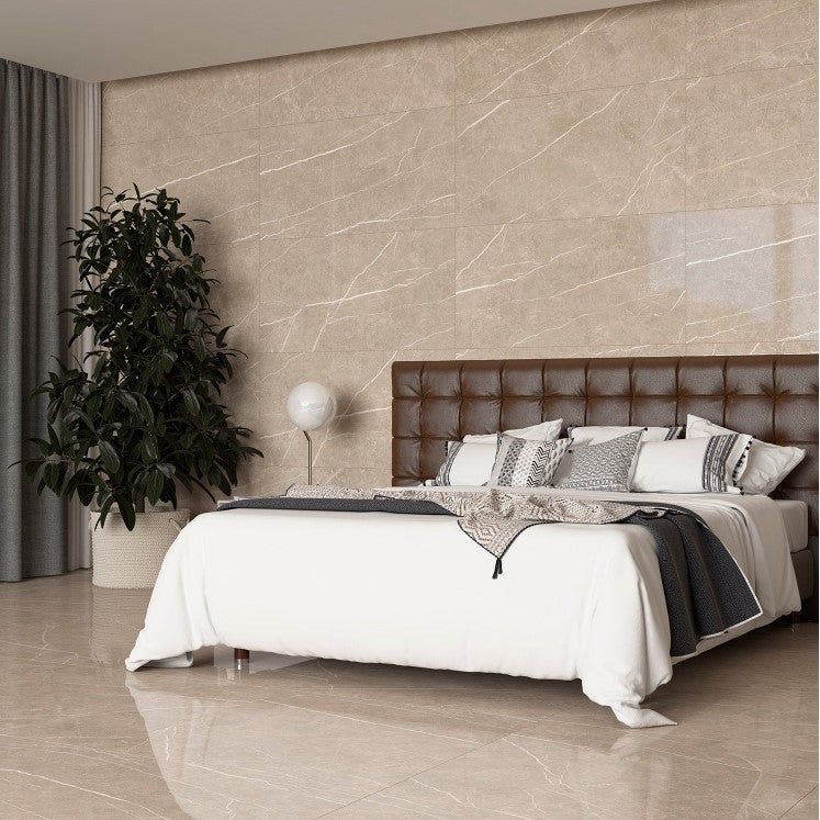 Edna Greige Polished Porcelain Tile - 600x600mm N23