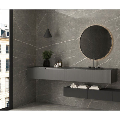 Edna Graphite Polished Porcelain Tile - 1200x600mm N23