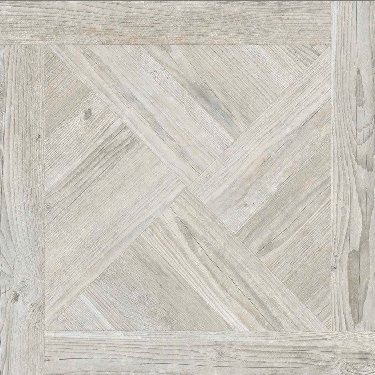 Elaina White Wood Effect Matt Porcelain Tile - 900x900mm- N23