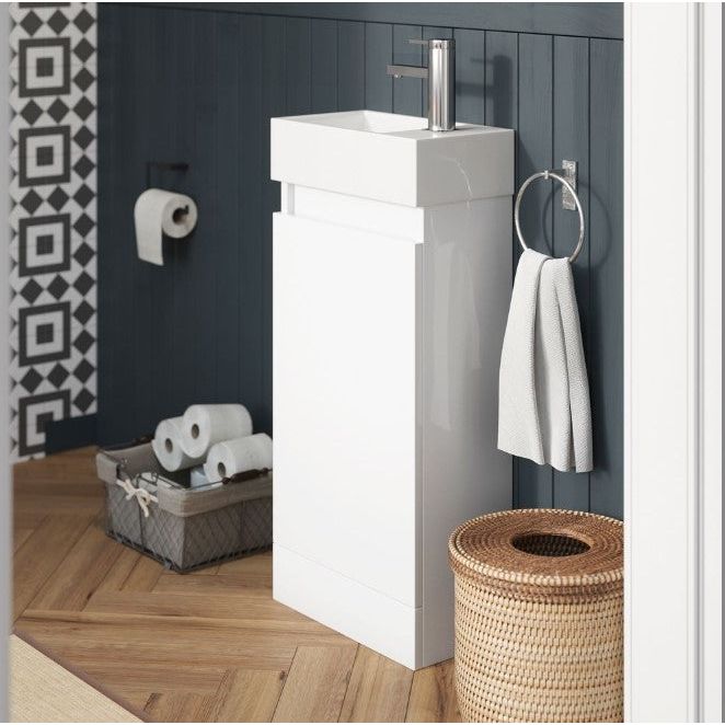 Hope Freestanding Cloakroom Vanity Unit in Gloss White