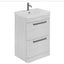 Elsa 500mm Floor Standing Vanity Unit & Basin in Textured White with Gunmetal Handles