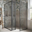 Hopper Gunmetal Fluted Glass Shower Screen 680mm inc 300mm Single Frame Return Panel N23