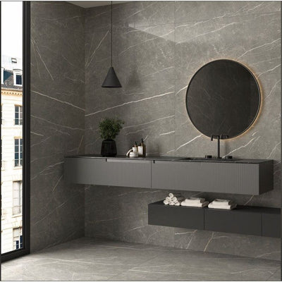 Edna Graphite Polished Porcelain Tile - 600x600mm N23