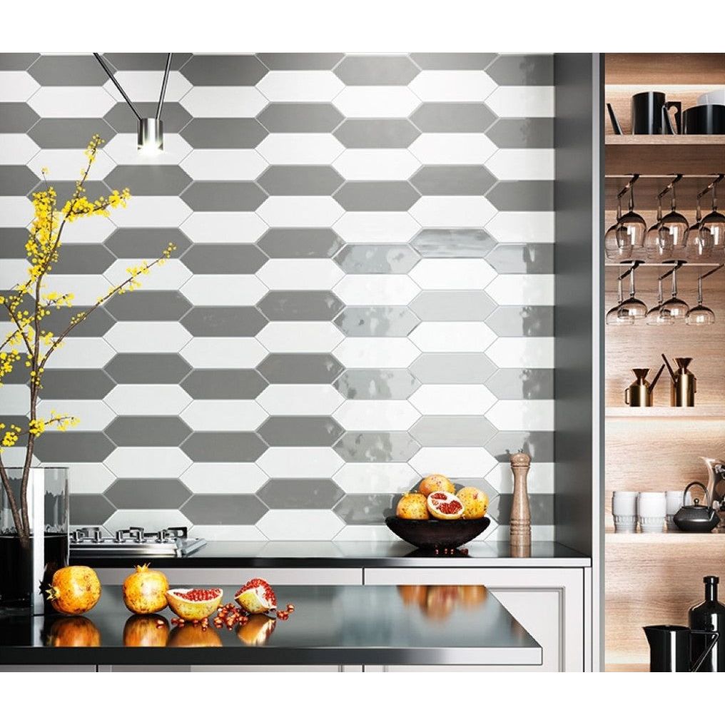 Wichita Grey Gloss Ceramic Tile - 100x300mm