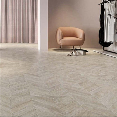 Hazel Chevron Beige Wood Effect Matt Porcelain Tile - 500x1000mm