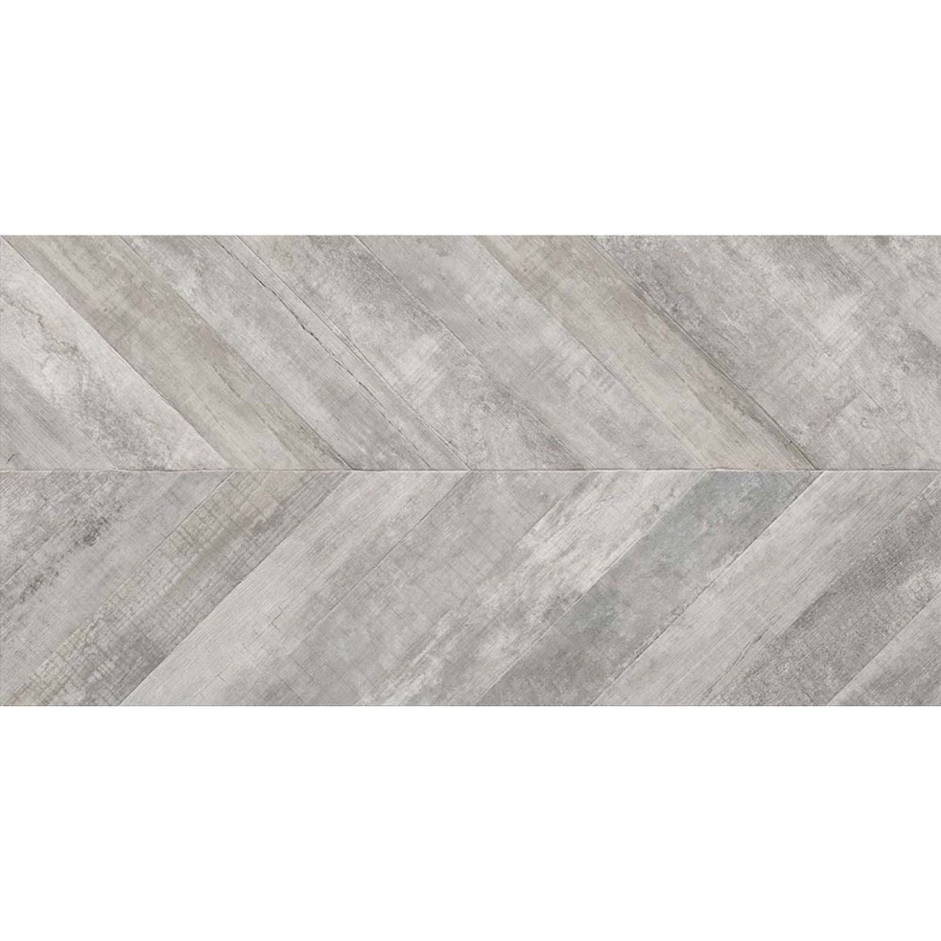 Hazel Chevron Ceniza Wood Effect Matt Porcelain Tile - 500x1000mm