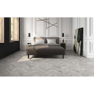 Hazel Chevron Ceniza Wood Effect Matt Porcelain Tile - 500x1000mm