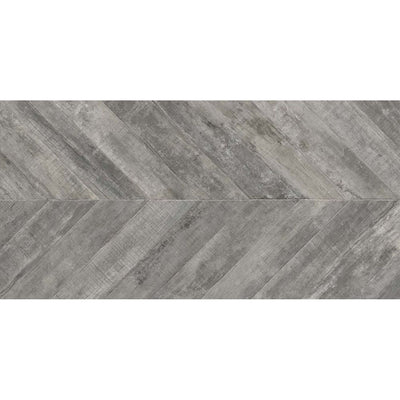 Hazel Chevron Gris Wood Effect Matt Porcelain Tile - 500x1000mm