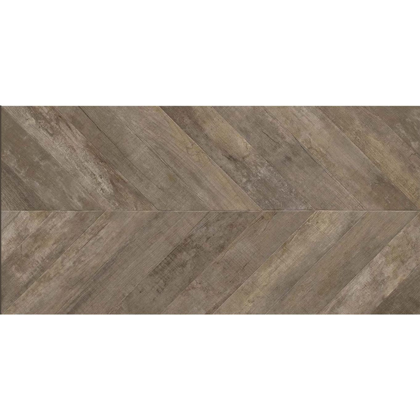 Hazel Chevron Natural Wood Effect Matt Porcelain Tile - 500x1000mm